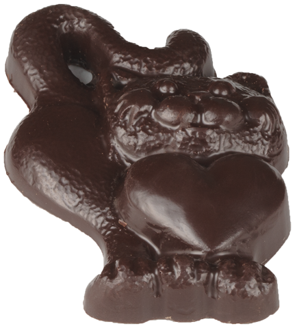 Dark Chocolate Cat with Heart